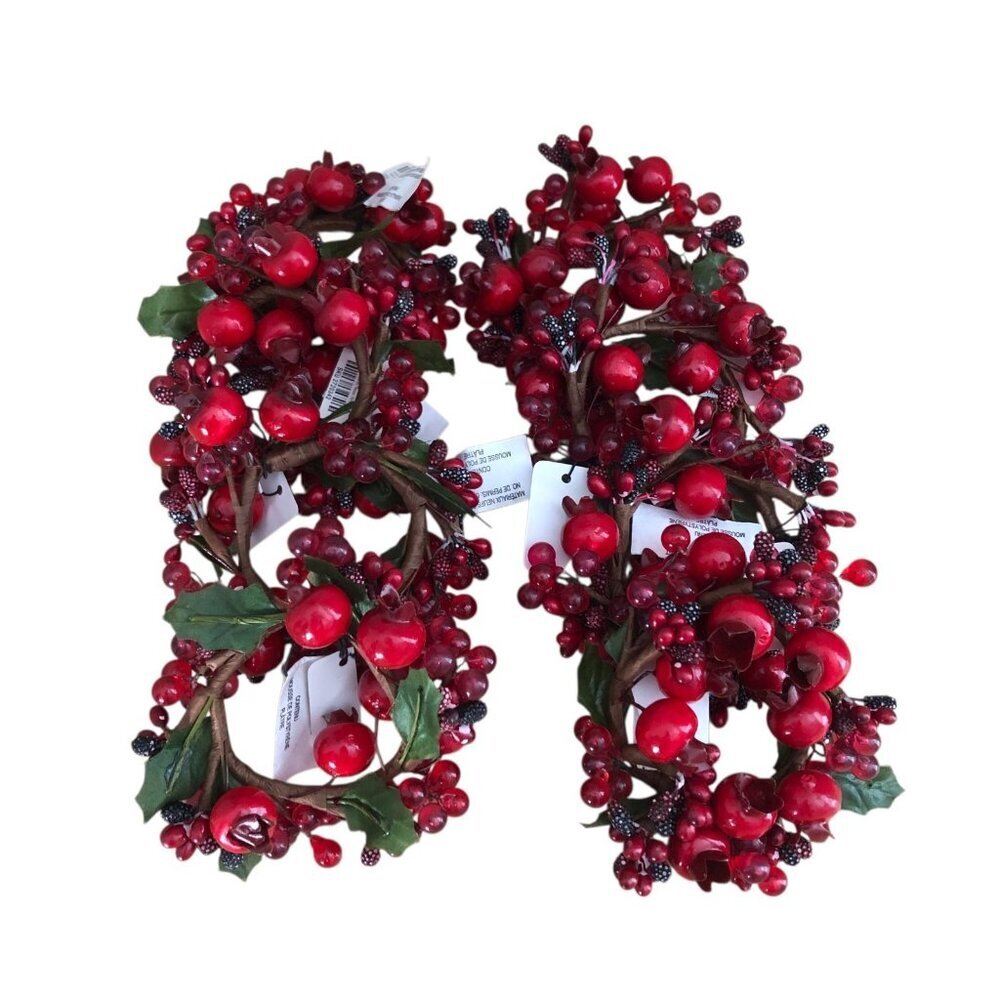 Pier One Set of 8 Napkin Rings Red Cranberry Holiday Christmas Table 4" NWT's